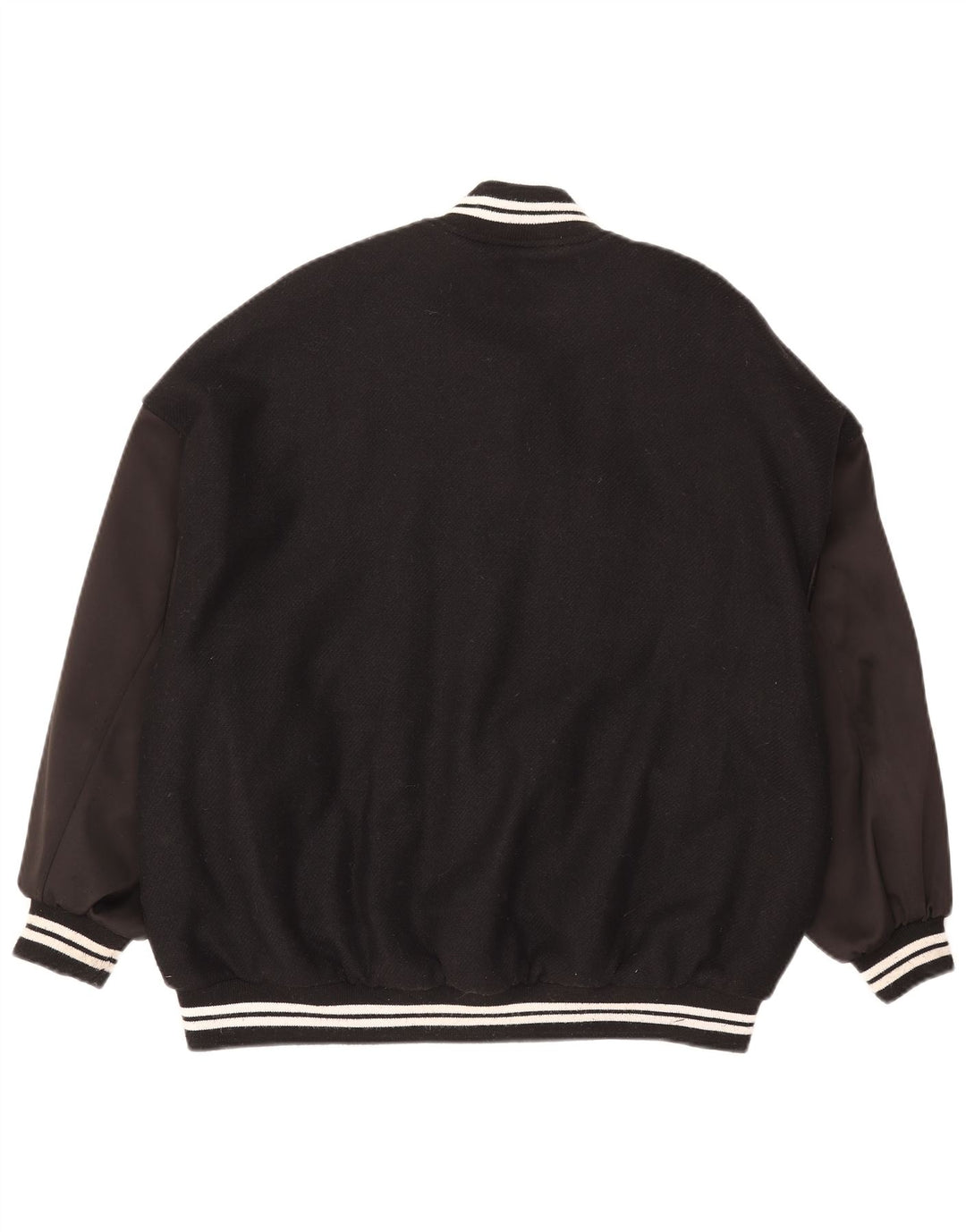 ZARA Varsity-jakke i overstørrelse til kvinder UK 6 XS Sort Colourblock Uld