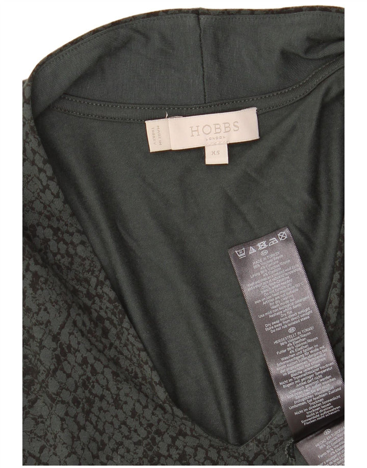 HOBBS Dame Top 3/4 ærme UK 6 XS Grøn Animal Print Viscose