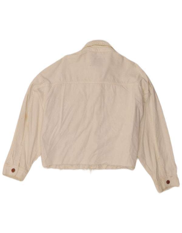 All Saints Womens Oversized Denim Shirt UK 8 Small White Cotton