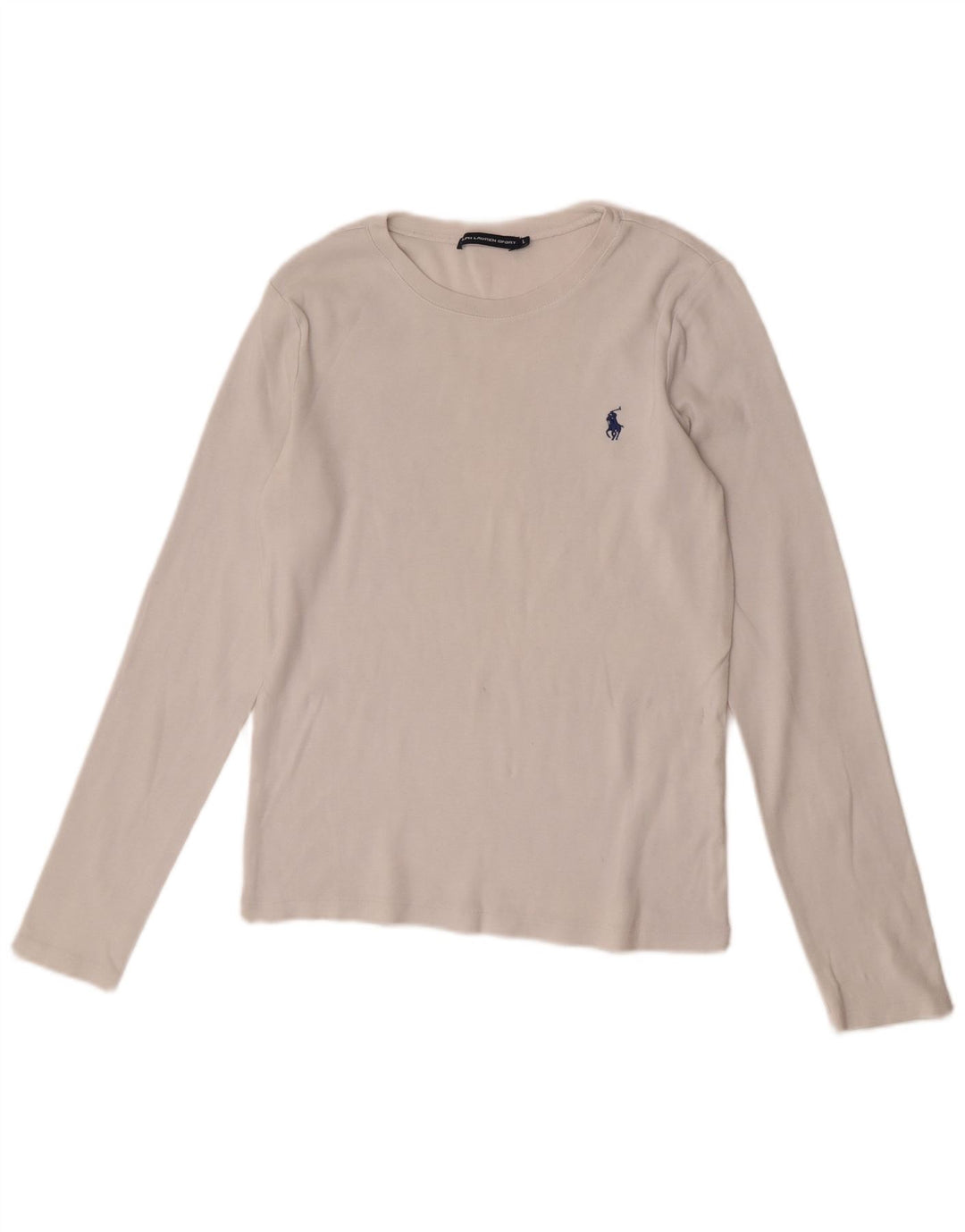 Ralph Lauren Dame Top Langærmet UK 14 Stor Hvid Bomuld