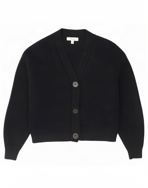 Marks & Spencer Dame Crop Cardigan Sweater UK 14 Medium Sort Bomuld