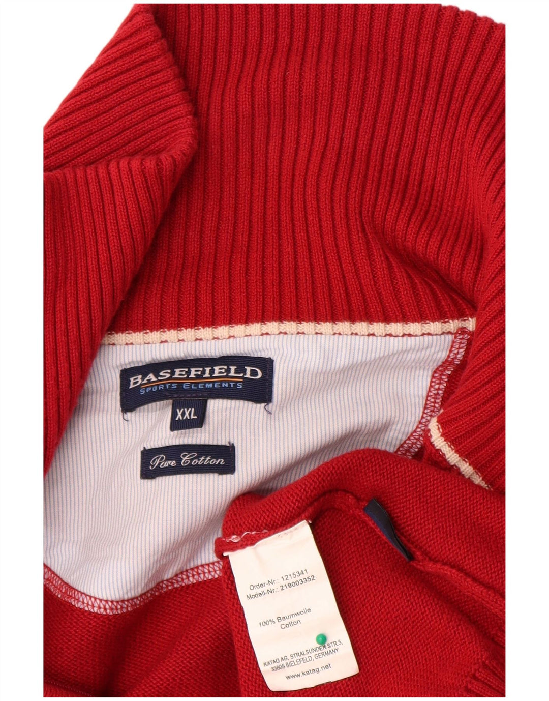Basefield Herre Cardigan Sweater 2XL Rød Bomuld