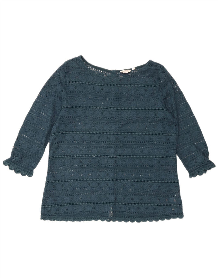 FAT FACE Dame Blonde 3/4 ærmer bluse Top UK 14 Stor grøn blomstret bomuld