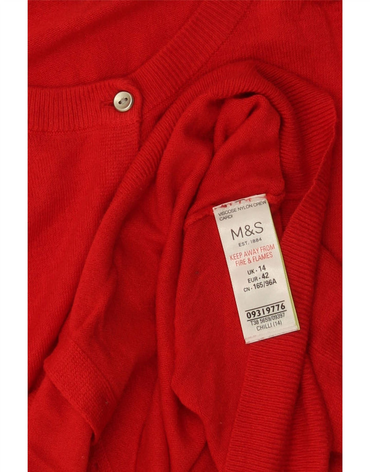 Marks & Spencer Dame Cardigan Sweater UK 14 Large Red Viscose
