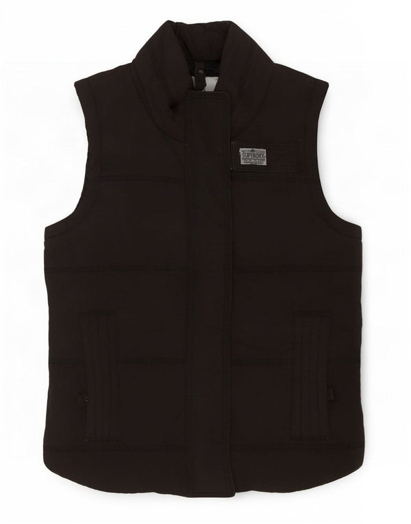 Superdry Womens Polstret Gilet UK 6 XS Black Bomuld