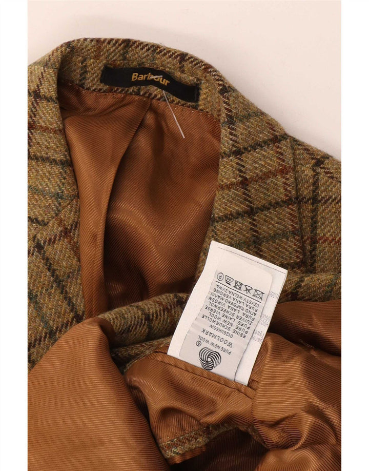 Barbour Herre 2-knaps blazerjakke EU 48 Medium Khaki Ternet Ny Uld