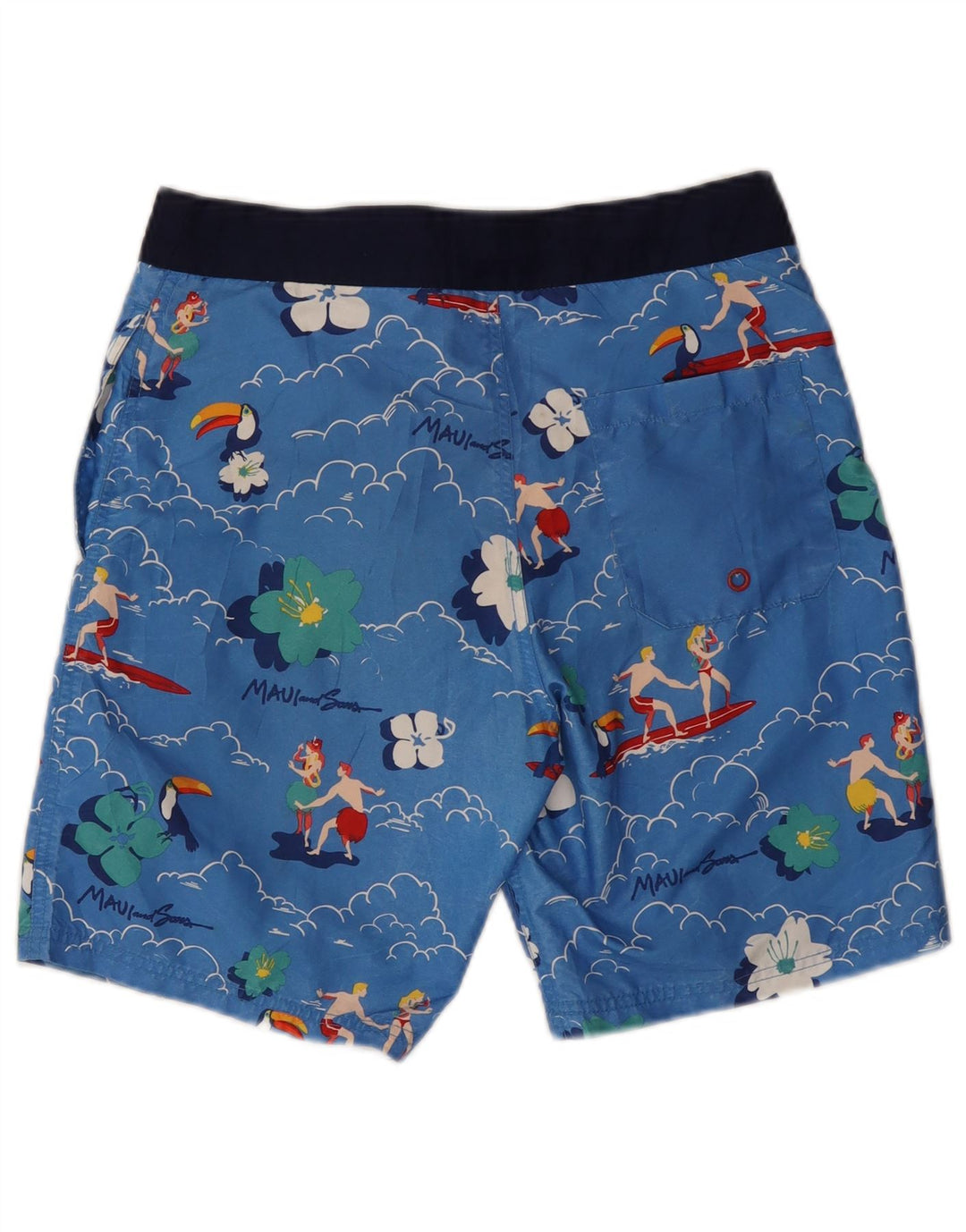 Maui and Sons Grafiske badeshorts til mænd, små blå blomsterpolyester