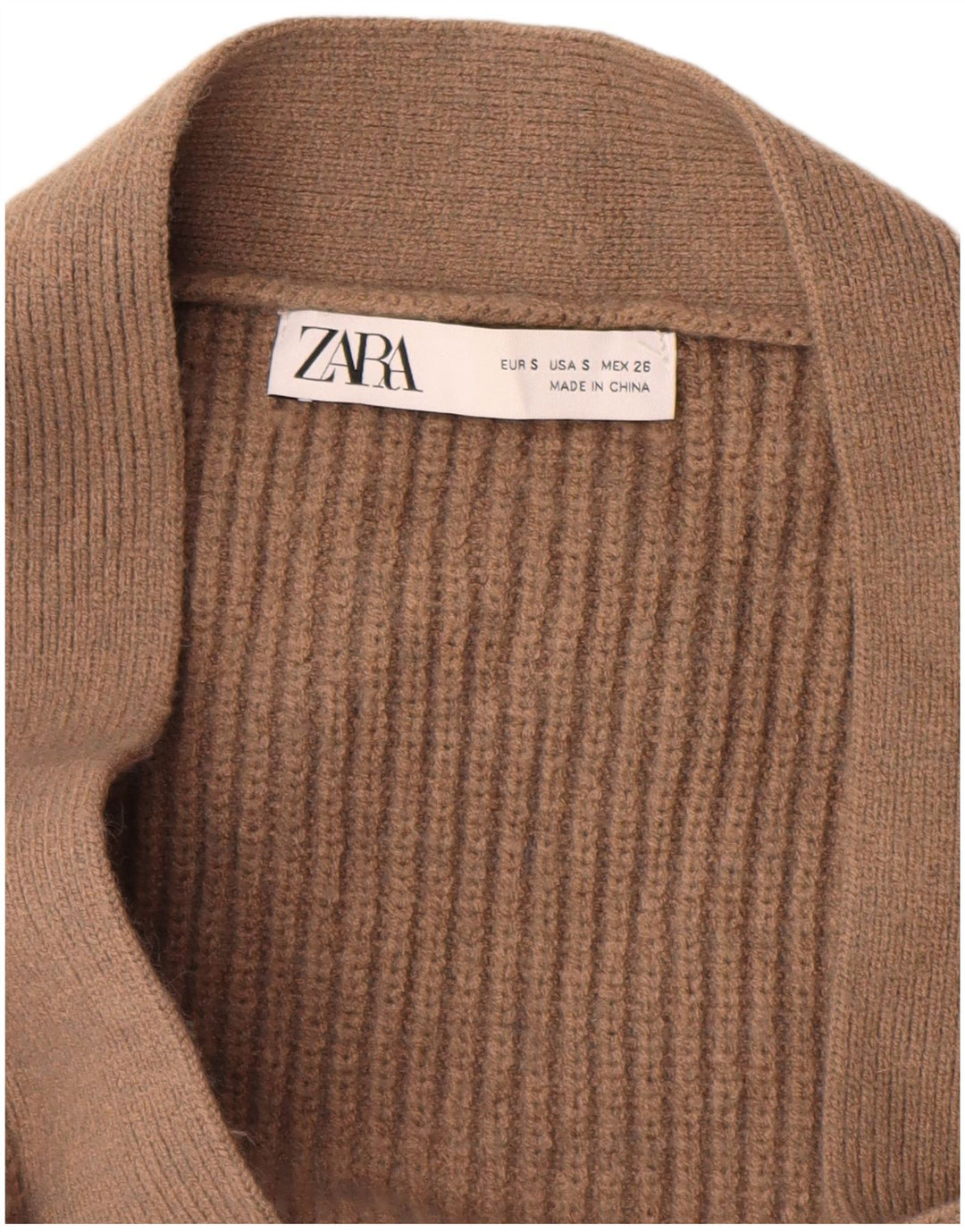 Zara Womens Longline Oversized Cardigan Sweater UK 10 Small Brown Acryl