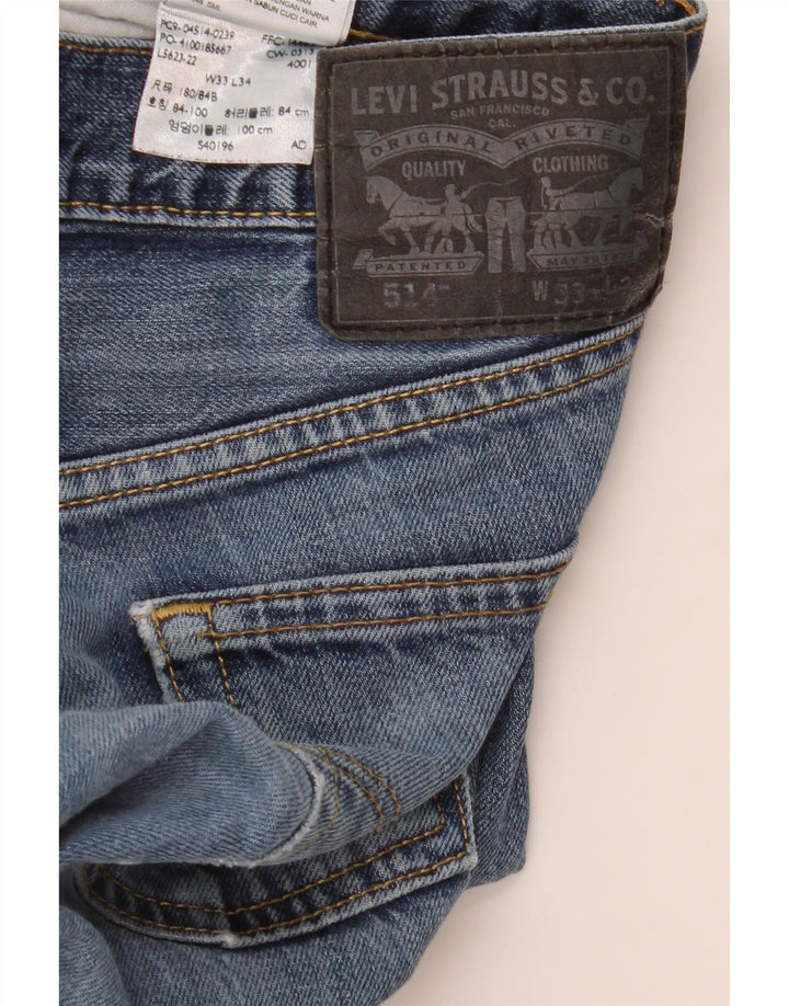 Levi's Herre 514 Straight Jeans W33 L34 Blå Bomuld