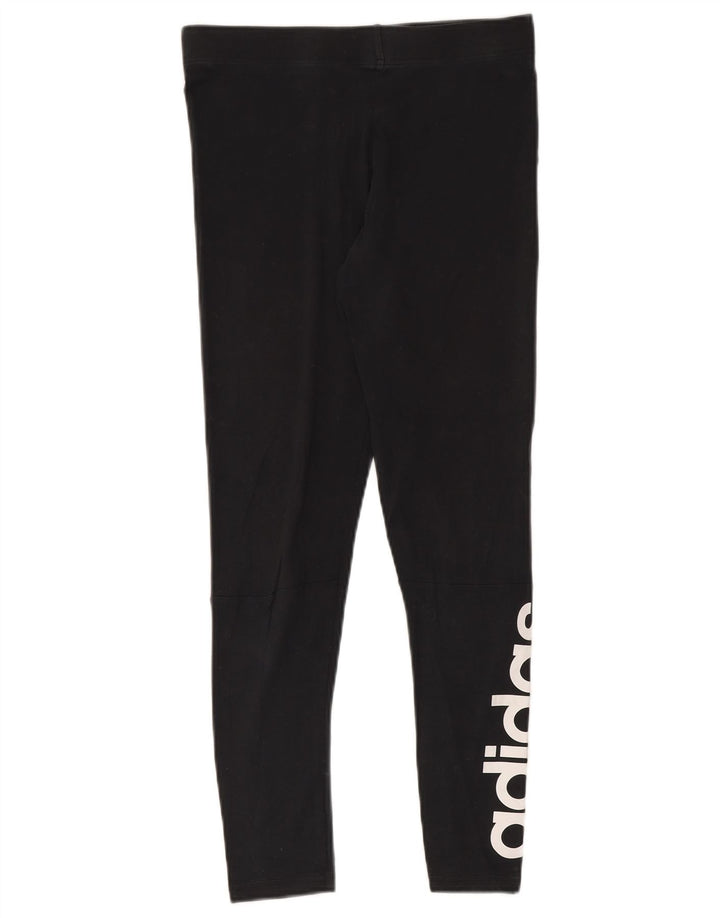 Adidas Dame Grafiske Leggings UK 12 Medium Sort Bomuld