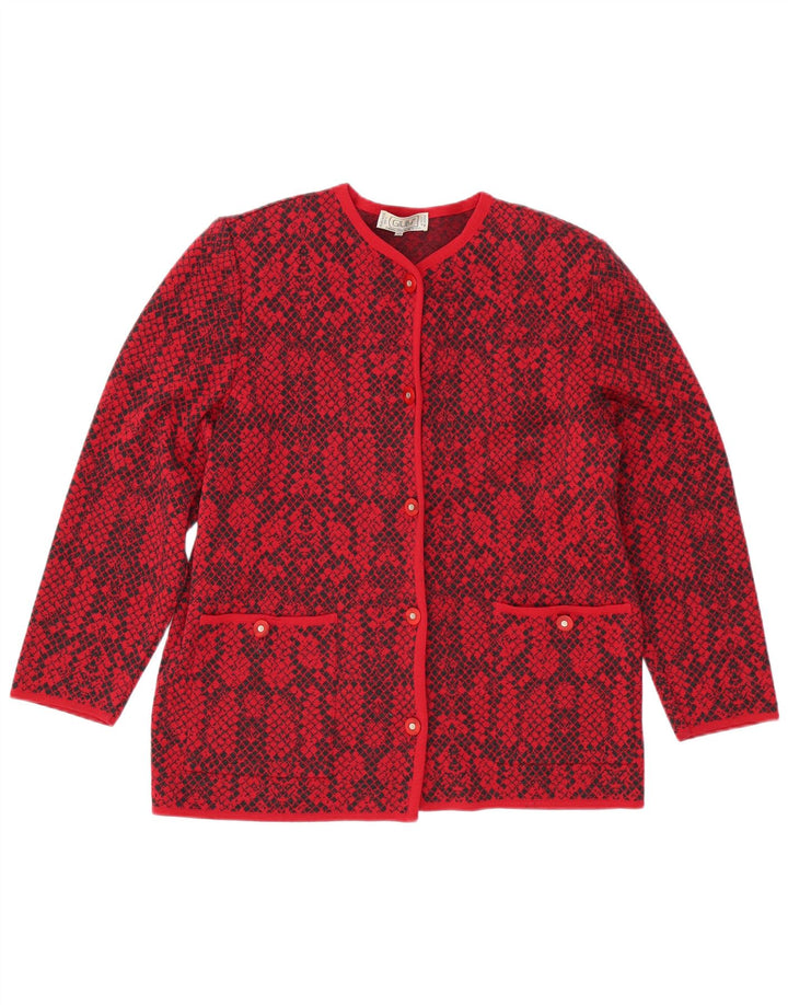 Giuly Dame Cardigan Sweater IT 48 XL Red Fair Isle Wool