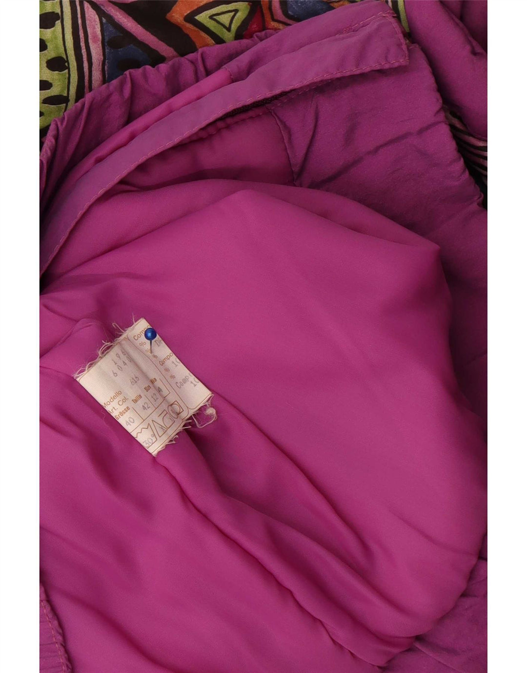 Vintage Dame Oversized Windbreaker Jacket UK 12 Medium Lilla Geometrisk