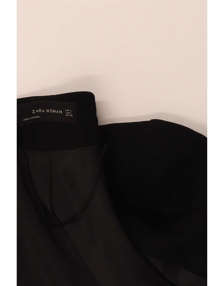 Zara Womens Open Blazer Jacket UK 14 Large Black Viscose