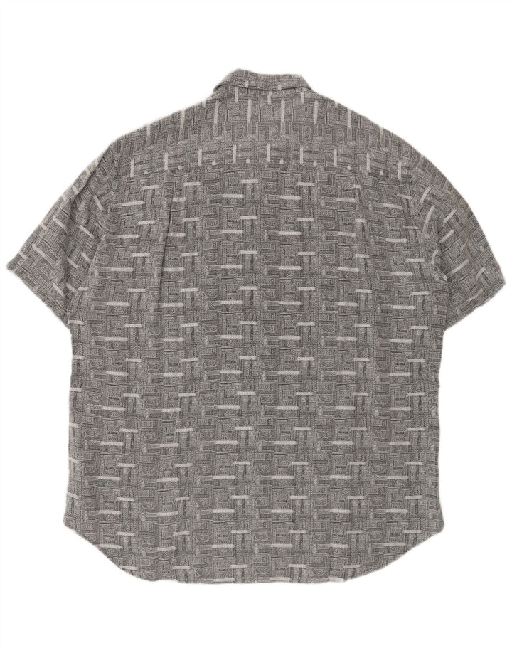 Vintage kortærmet herreskjorte XL Grå Paisley