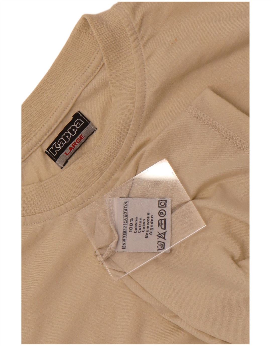 Kappa Herre T-Shirt Top Stor Beige Bomuld