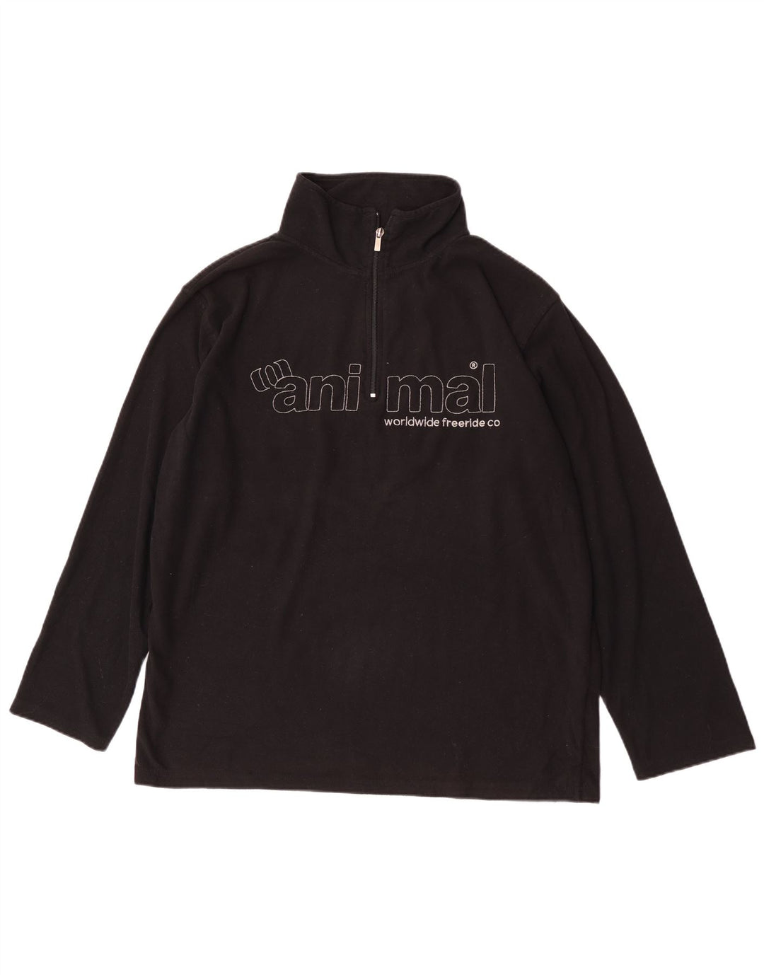 Animal Herre grafisk lynlås hals fleece jumper XL sort polyester