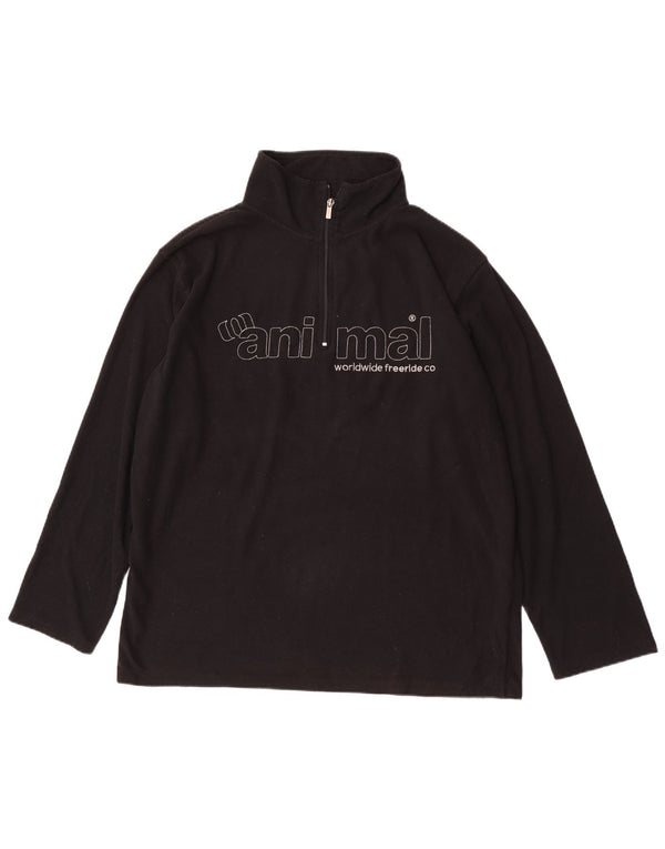 Animal Herre grafisk lynlås hals fleece jumper XL sort polyester