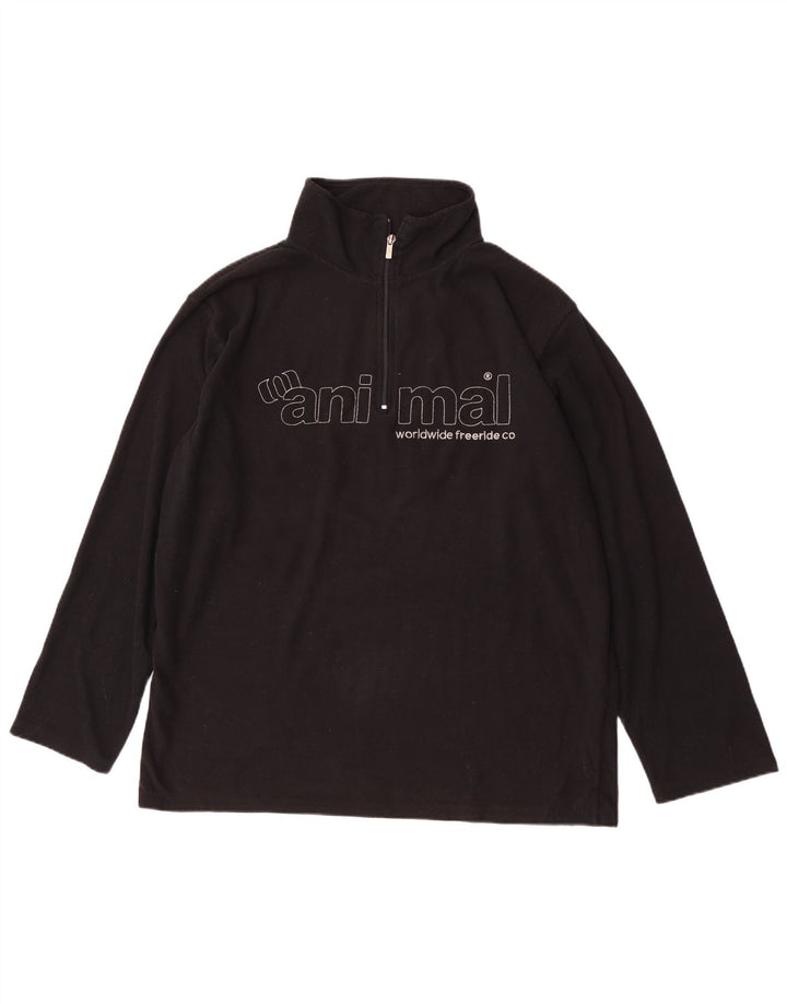 Animal Herre grafisk lynlås hals fleece jumper XL sort polyester