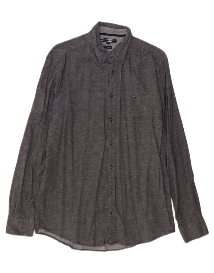 TOMMY HILFIGER Mens New York Fit Shirt Medium Grey Cotton