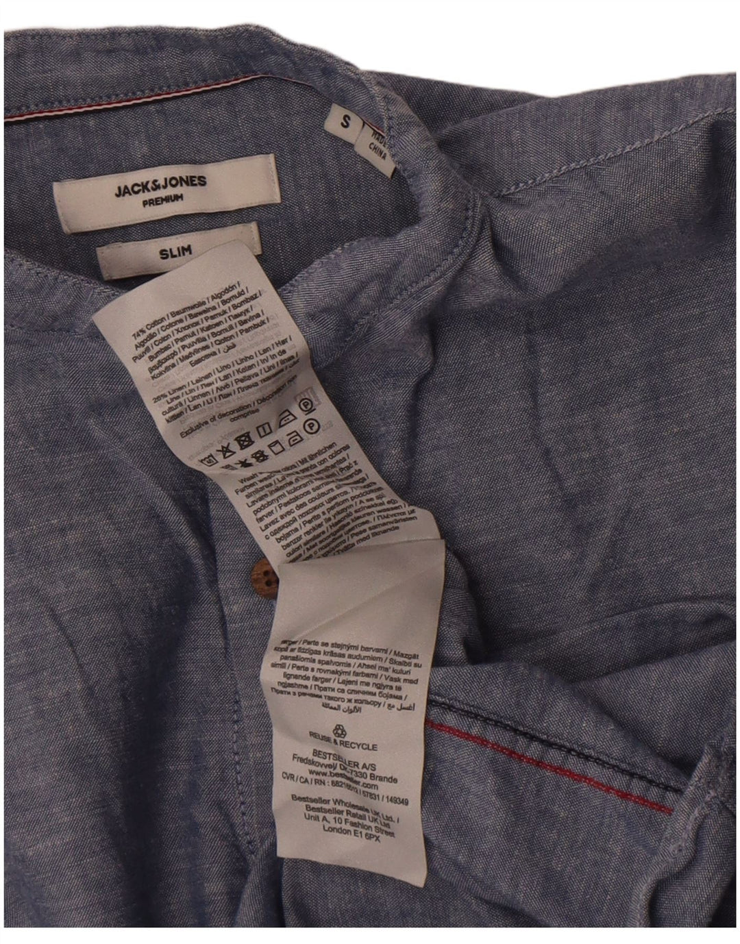 Jack & Jones Premium Slim Pullover skjorte til mænd, lille marineblå flækket