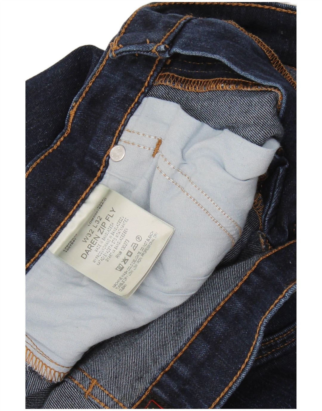 LEE Mens Daren Zip Fly Straight Jeans W32 L32 Marineblå Bomuld