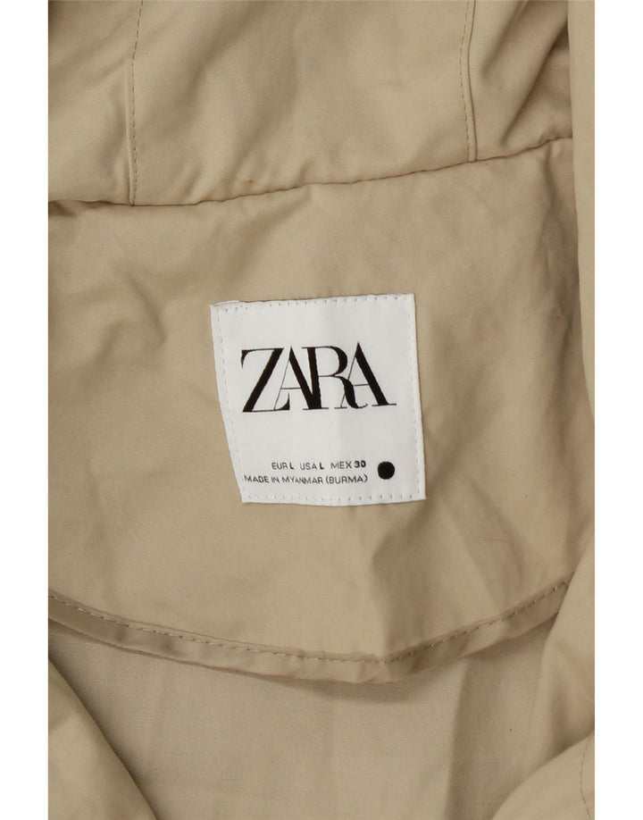 Zara Dame Hætte Oversized Parka Jacket UK 16 Large Beige