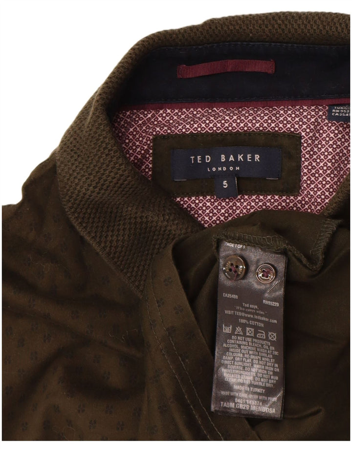 Ted Baker herre poloshirt str. 5 XL Khaki plettet bomuld