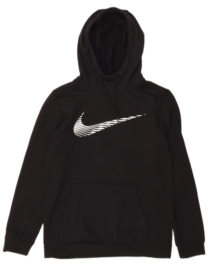 NIKE Mens Dri Fit Graphic Hoodie Jumper Small Black Polyester