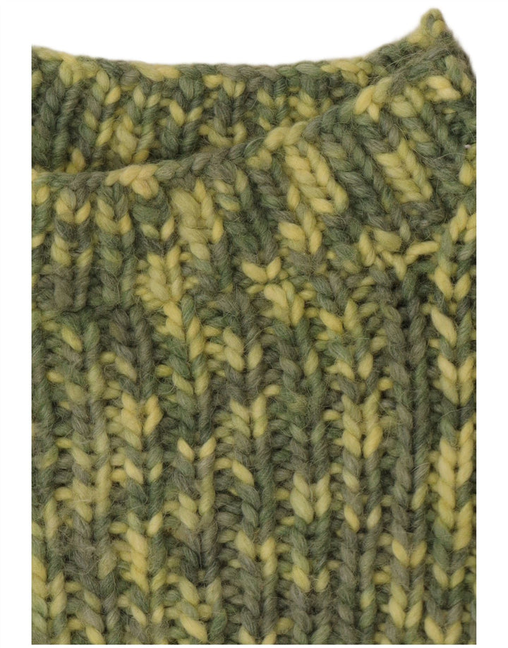 Vintage Dame Turtle Neck Jumper Sweater UK 14 Medium Green Flecked