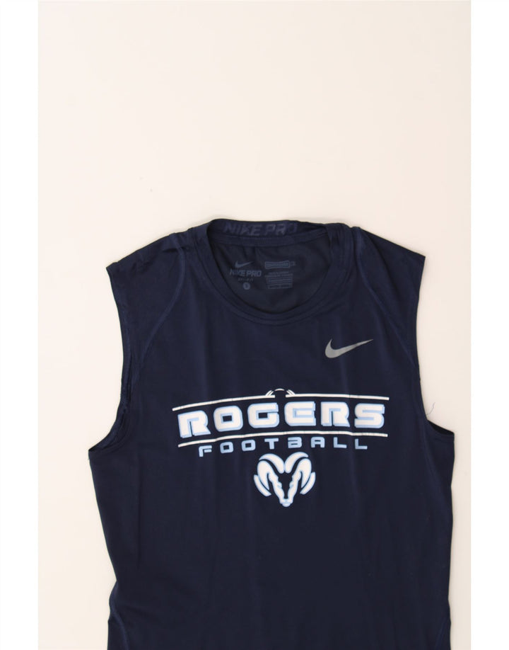 NIKE Womens Rogers Graphic Vest Top UK 8 Small Navy Blue Polyester Vintage Nike and Second-Hand Nike from Messina Hembry 