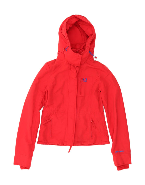 Abercrombie & Fitch vindjakke med hætte til kvinder UK 6 XS Rød polyester