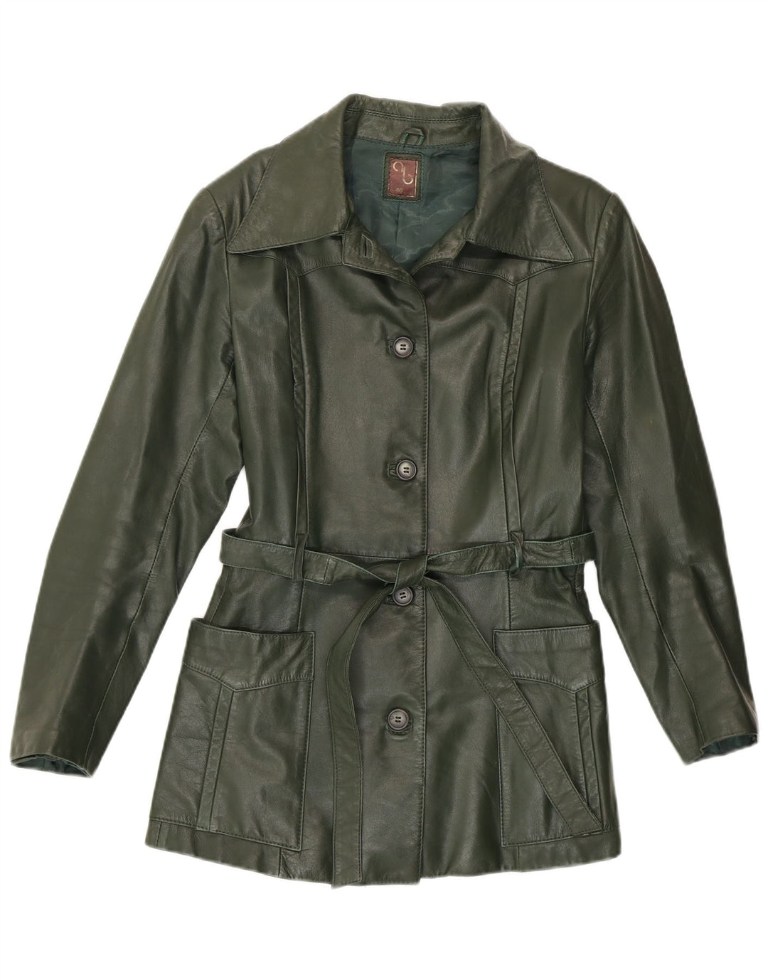Vintage dame læderjakke IT 46 Large Green