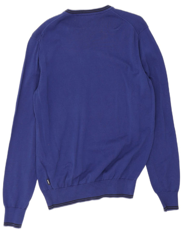 Armani Jeans Herre V-hals sweater Medium blå stribet bomuld
