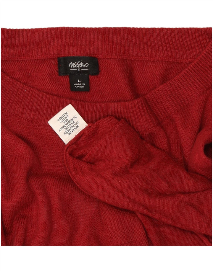 MOSSIMO Dame Boat Neck Jumper Sweater UK 14 Large Red Rayon