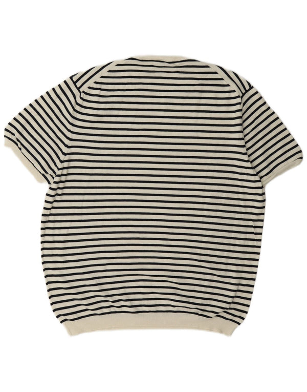 Zara Regular T-Shirt Top UK 18 XL Hvidstribet