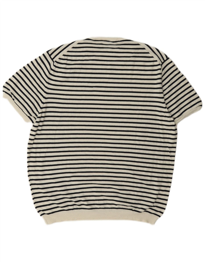 Zara Regular T-Shirt Top UK 18 XL Hvidstribet