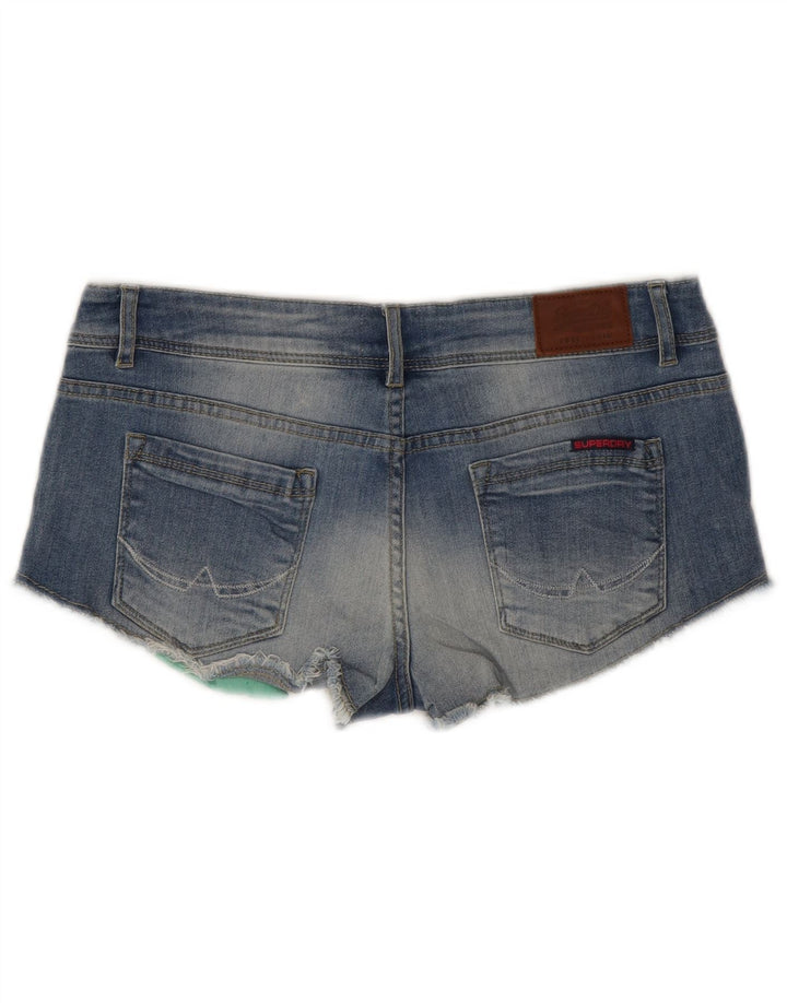 Superdry denim Hot Pants med lav talje til kvinder W30 mellemblå bomuld