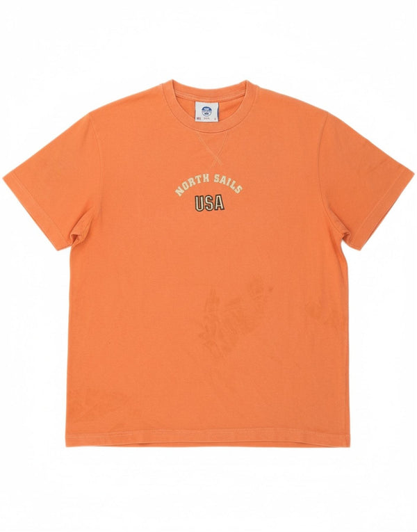 NORTH SAILS Mens USA Graphic T-Shirt Top Small Orange Cotton