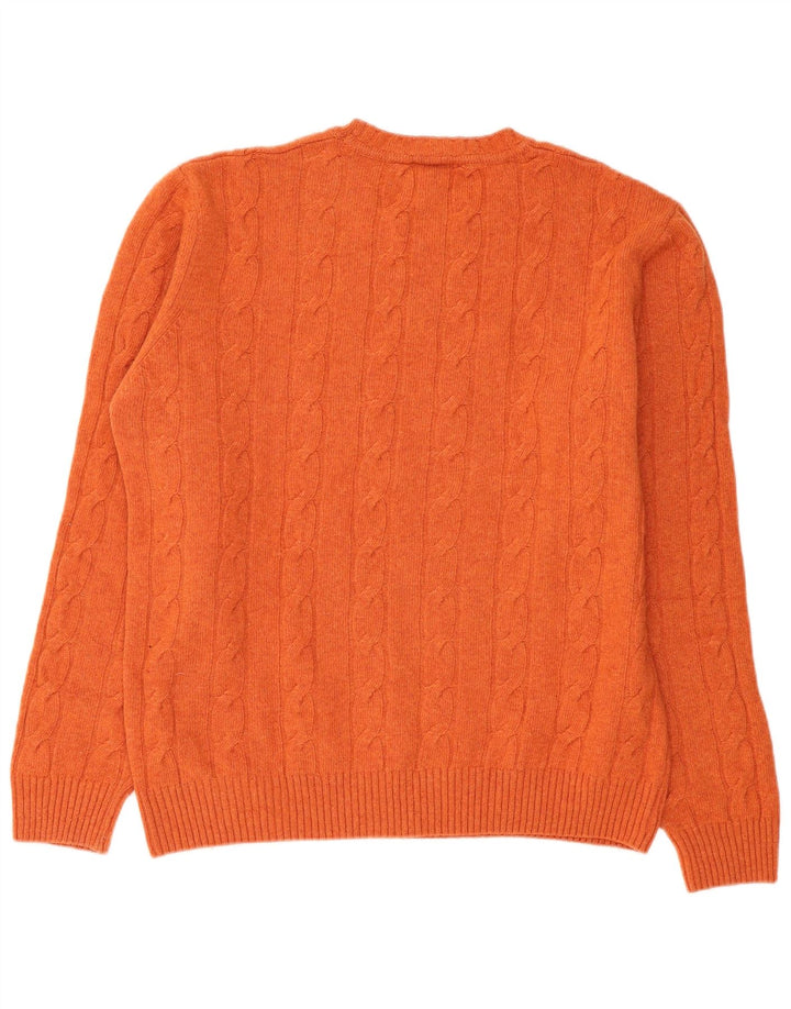 Vintage herre sweater med rund hals XL orange uld