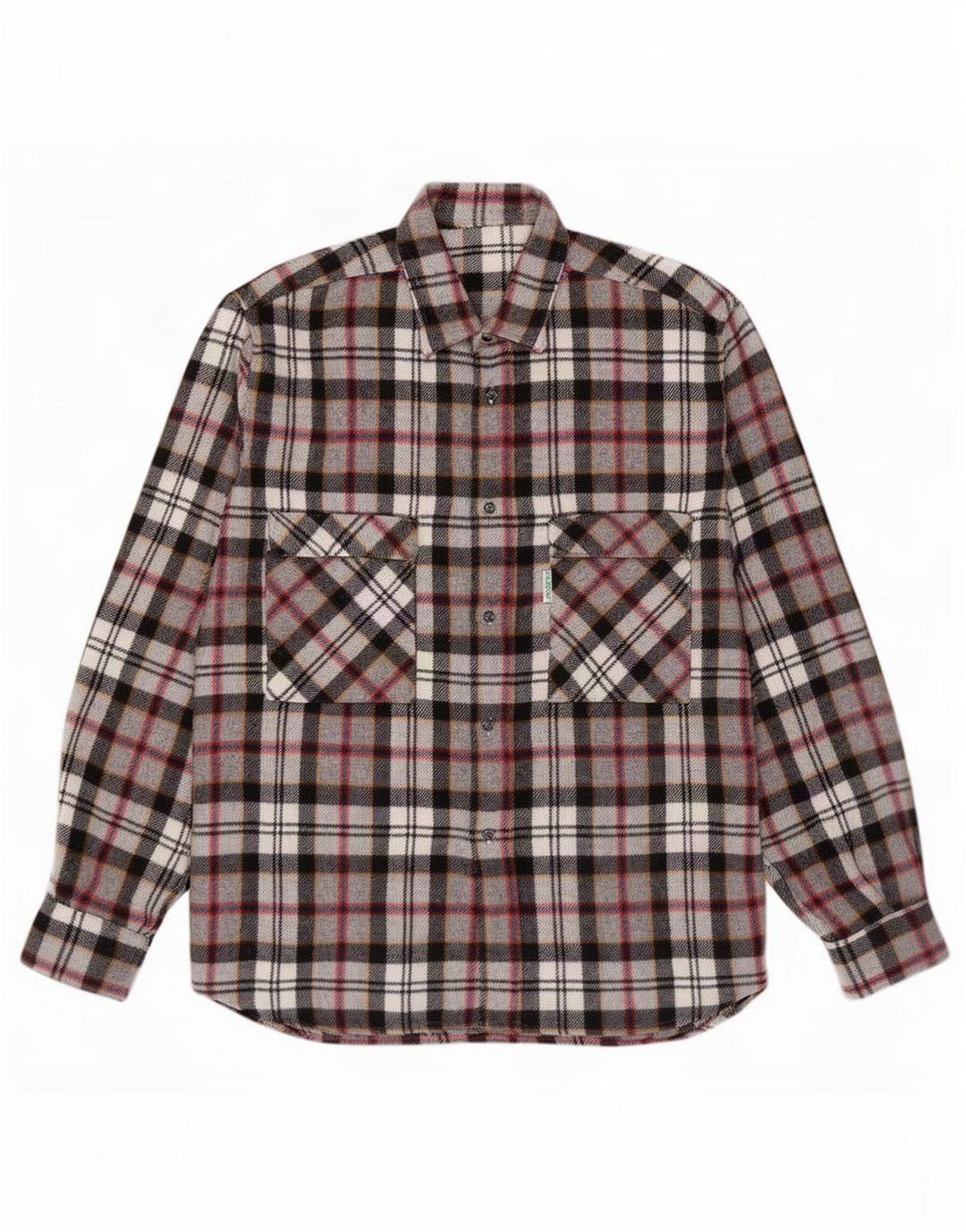 Vintage Mens Flannel Shirt Large Grey Check
