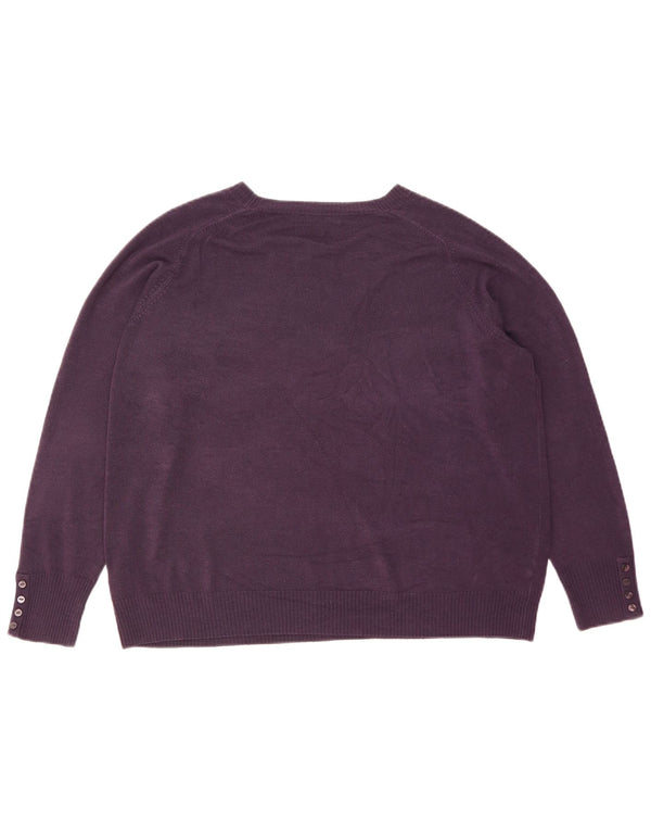 Marks & Spencer Dame Boat Neck Jumper Sweater UK 22 3XL Lilla Akryl