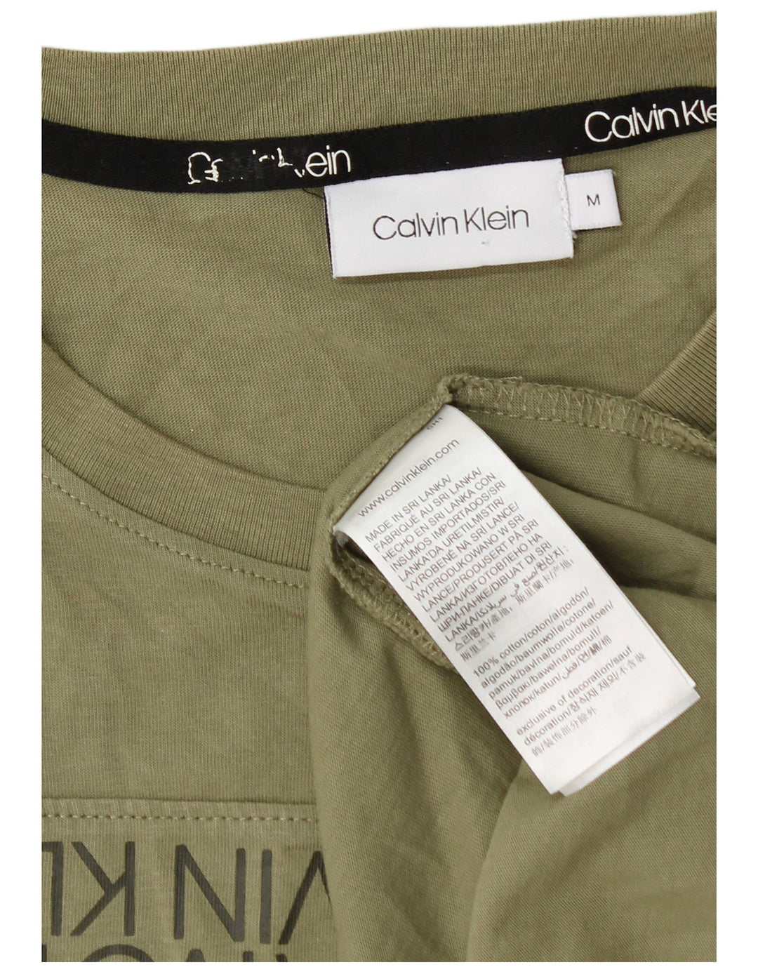 Calvin Klein Herre grafisk T-shirt Top Medium Khaki Bomuld