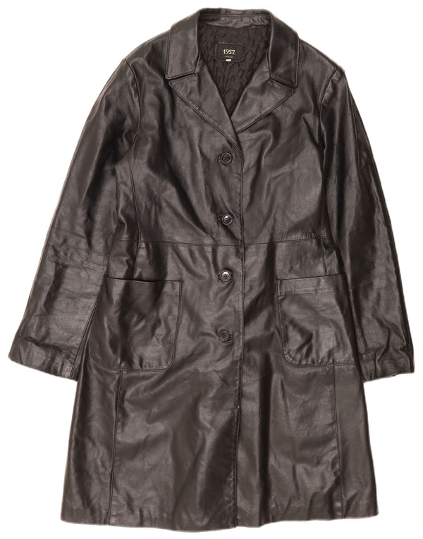 Vintage Womens Leather Coat IT 46 Large Black