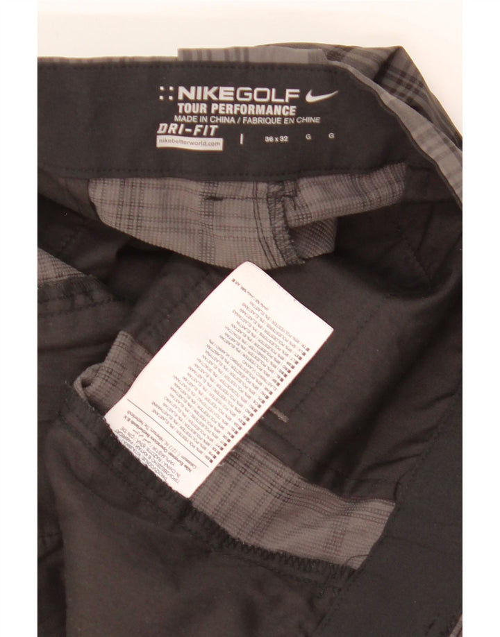 NIKE Dri Fit lige chinobukser til mænd W36 L32 grå ternet polyester