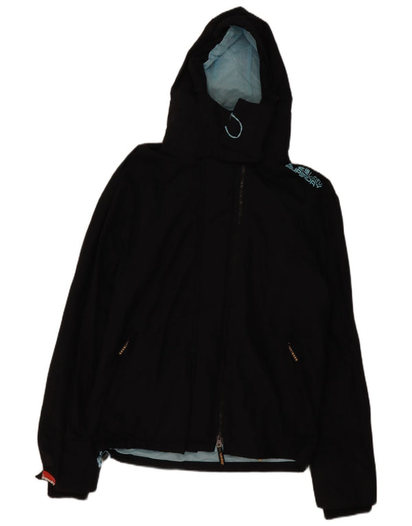 Superdry Mens Windcheater Graphic Hooded Rain Jacket UK 42 XL Black