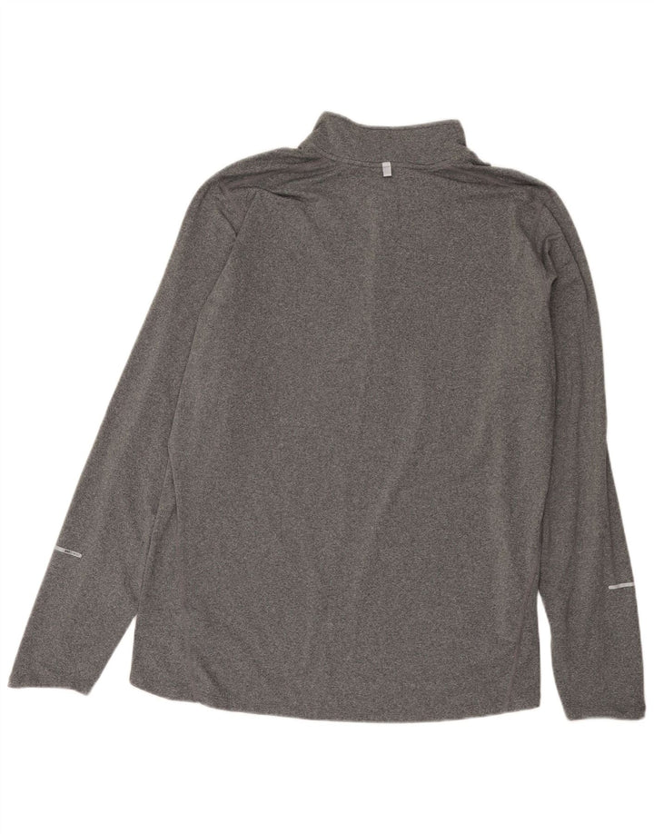 Nike Herre Dri Fit Top Langærmet med lynlåshals XL Grå Flecked Polyester