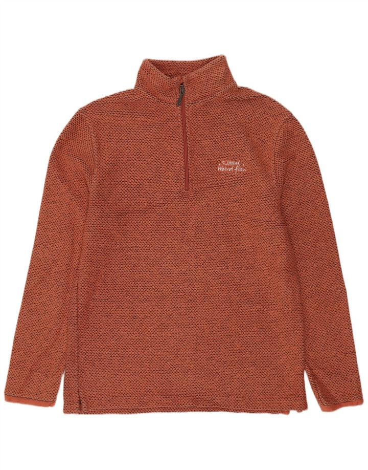 Weird Fish Herre Zip Neck Sweatshirt Jumper Small Orange Flecked Bomuld