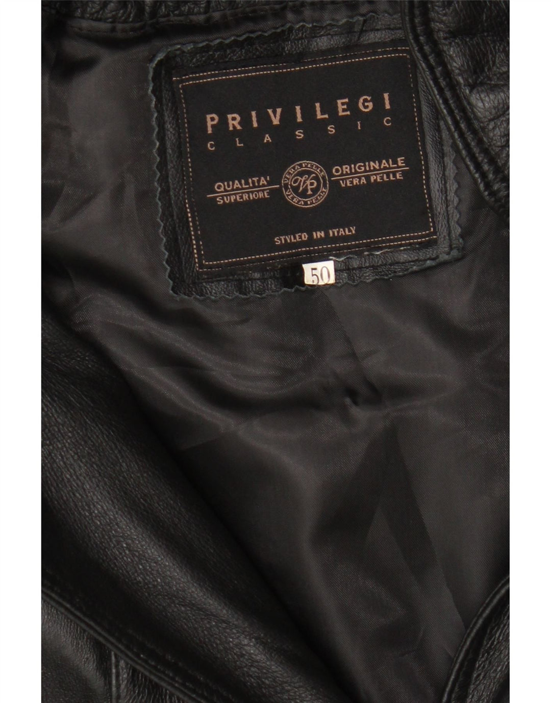 Privilegi Dame Hætte Oversized Læder Frakke IT 50 XL Sort Læder