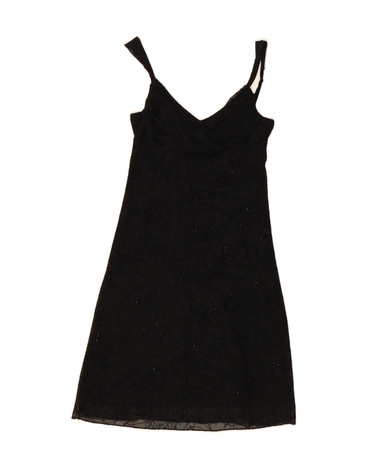 OVS Womens Slip Dress UK 12 Medium Black Polyester Vintage OVS and Second-Hand OVS from Messina Hembry 