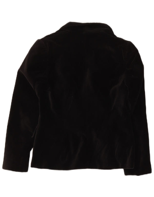 Vintage Dame 1 Knap Velvet Blazer Jacket UK 10 Small Black Bomuld